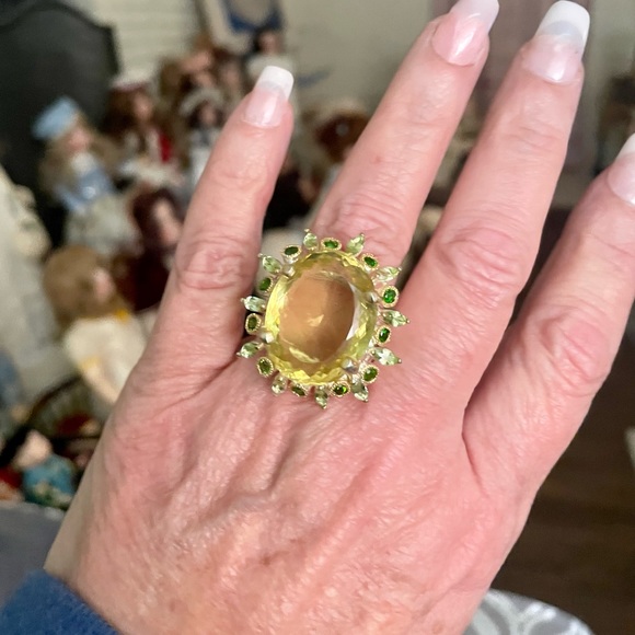 Lemon quartz gemstones ring